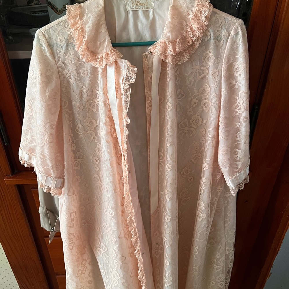 Elegant Lace Trim Pink Nightgown